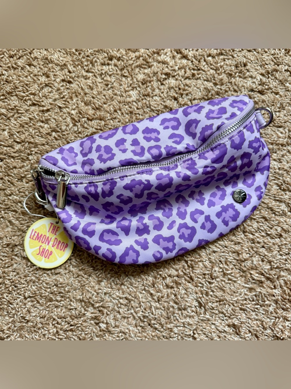 NWT Nylon Sling Back Purple Leopard